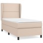 vidaXL Cama box spring con colchón cuero sintético capuchino 90x190 cm vidaXL Cama box spring con colchón cuero sintético capuchino 90x190 cm