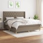 vidaXL Cama box spring con colchón tela gris taupe 160x200 cm