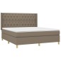 vidaXL Cama box spring con colchón tela gris taupe 160x200 cm