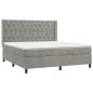 vidaXL Cama box spring con colchón terciopelo gris claro 160x200 cm