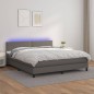 vidaXL Cama box spring colchón y LED cuero sintético gris 180x200 cm vidaXL Cama box spring colchón y LED cuero sintético gris 180x200 cm
