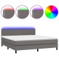 vidaXL Cama box spring colchón y LED cuero sintético gris 180x200 cm vidaXL Cama box spring colchón y LED cuero sintético gris 180x200 cm