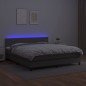 vidaXL Cama box spring colchón y LED cuero sintético gris 180x200 cm vidaXL Cama box spring colchón y LED cuero sintético gris 180x200 cm