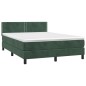 vidaXL Cama box spring colchón y LED terciopelo verde oscuro 140x190cm vidaXL Cama box spring colchón y LED terciopelo verde oscuro 140x190cm