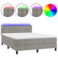 vidaXL Cama box spring colchón y LED terciopelo gris claro 140x200 cm vidaXL Cama box spring colchón y LED terciopelo gris claro 140x200 cm