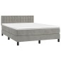 vidaXL Cama box spring colchón y LED terciopelo gris claro 140x200 cm vidaXL Cama box spring colchón y LED terciopelo gris claro 140x200 cm