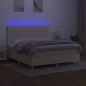 vidaXL Cama box spring colchón y luces LED tela crema 160x200 cm vidaXL Cama box spring colchón y luces LED tela crema 160x200 cm