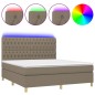 vidaXL Cama box spring colchón y luces LED tela gris taupe 180x200 cm vidaXL Cama box spring colchón y luces LED tela gris taupe 180x200 cm