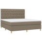 vidaXL Cama box spring colchón y luces LED tela gris taupe 180x200 cm vidaXL Cama box spring colchón y luces LED tela gris taupe 180x200 cm