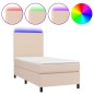 vidaXL Cama box spring colchón LED cuero sintético capuchino 90x190 cm vidaXL Cama box spring colchón LED cuero sintético capuchino 90x190 cm