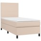 vidaXL Cama box spring colchón LED cuero sintético capuchino 90x190 cm vidaXL Cama box spring colchón LED cuero sintético capuchino 90x190 cm