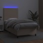 vidaXL Cama box spring colchón LED cuero sintético capuchino 90x190 cm vidaXL Cama box spring colchón LED cuero sintético capuchino 90x190 cm
