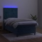 vidaXL Cama box spring colchón y LED terciopelo azul oscuro 90x190 cm vidaXL Cama box spring colchón y LED terciopelo azul oscuro 90x190 cm