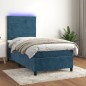 vidaXL Cama box spring colchón y LED terciopelo azul oscuro 90x190 cm vidaXL Cama box spring colchón y LED terciopelo azul oscuro 90x190 cm