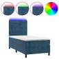 vidaXL Cama box spring colchón y LED terciopelo azul oscuro 90x190 cm vidaXL Cama box spring colchón y LED terciopelo azul oscuro 90x190 cm