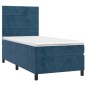 vidaXL Cama box spring colchón y LED terciopelo azul oscuro 90x190 cm vidaXL Cama box spring colchón y LED terciopelo azul oscuro 90x190 cm