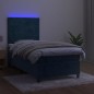 vidaXL Cama box spring colchón y LED terciopelo azul oscuro 90x190 cm vidaXL Cama box spring colchón y LED terciopelo azul oscuro 90x190 cm