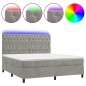 vidaXL Cama box spring colchón y LED terciopelo gris claro 160x200 cm vidaXL Cama box spring colchón y LED terciopelo gris claro 160x200 cm