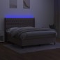 vidaXL Cama box spring colchón y luces LED tela gris taupe 160x200 cm vidaXL Cama box spring colchón y luces LED tela gris taupe 160x200 cm