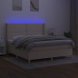 vidaXL Cama box spring colchón y luces LED tela crema 160x200 cm vidaXL Cama box spring colchón y luces LED tela crema 160x200 cm