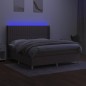 vidaXL Cama box spring colchón y luces LED tela gris taupe 160x200 cm vidaXL Cama box spring colchón y luces LED tela gris taupe 160x200 cm