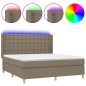 vidaXL Cama box spring colchón y luces LED tela gris taupe 180x200 cm vidaXL Cama box spring colchón y luces LED tela gris taupe 180x200 cm