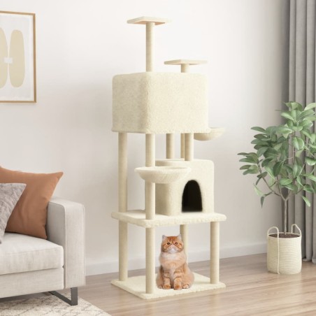 vidaXL Rascador para gatos con postes de sisal crema 180 cm