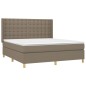vidaXL Cama box spring colchón y luces LED tela gris taupe 180x200 cm vidaXL Cama box spring colchón y luces LED tela gris taupe 180x200 cm