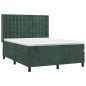 vidaXL Cama box spring colchón y LED terciopelo verde oscuro 140x190cm vidaXL Cama box spring colchón y LED terciopelo verde oscuro 140x190cm
