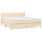 vidaXL Cama box spring con colchón tela color crema 160x200 cm vidaXL Cama box spring con colchón tela color crema 160x200 cm