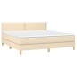vidaXL Cama box spring con colchón tela color crema 160x200 cm vidaXL Cama box spring con colchón tela color crema 160x200 cm