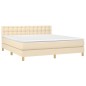 vidaXL Cama box spring con colchón tela color crema 160x200 cm vidaXL Cama box spring con colchón tela color crema 160x200 cm