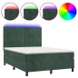 vidaXL Cama box spring colchón y LED terciopelo verde oscuro 140x190cm vidaXL Cama box spring colchón y LED terciopelo verde oscuro 140x190cm