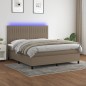 vidaXL Cama box spring colchón y luces LED tela gris taupe 160x200 cm vidaXL Cama box spring colchón y luces LED tela gris taupe 160x200 cm