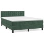 vidaXL Cama box spring con colchón terciopelo verde oscuro 140x190 cm