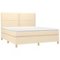 vidaXL Cama box spring con colchón tela color crema 160x200 cm vidaXL Cama box spring con colchón tela color crema 160x200 cm