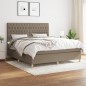vidaXL Cama box spring con colchón tela gris taupe 180x200 cm