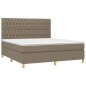 vidaXL Cama box spring con colchón tela gris taupe 180x200 cm