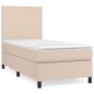 vidaXL Cama box spring con colchón cuero sintético capuchino 90x190 cm vidaXL Cama box spring con colchón cuero sintético capuchino 90x190 cm