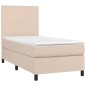 vidaXL Cama box spring con colchón cuero sintético capuchino 90x190 cm vidaXL Cama box spring con colchón cuero sintético capuchino 90x190 cm