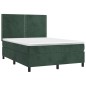 vidaXL Cama box spring con colchón terciopelo verde oscuro 140x190 cm vidaXL Cama box spring con colchón terciopelo verde oscuro 140x190 cm