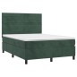vidaXL Cama box spring con colchón terciopelo verde oscuro 140x190 cm vidaXL Cama box spring con colchón terciopelo verde oscuro 140x190 cm