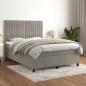 vidaXL Cama box spring con colchón terciopelo gris claro 140x200 cm vidaXL Cama box spring con colchón terciopelo gris claro 140x200 cm