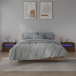 vidaXL Mesitas de noche con LED 2 uds marrón roble 60x35x40 cm