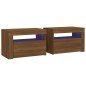 vidaXL Mesitas de noche con LED 2 uds marrón roble 60x35x40 cm vidaXL Mesitas de noche con LED 2 uds marrón roble 60x35x40 cm
