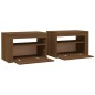 vidaXL Mesitas de noche con LED 2 uds marrón roble 60x35x40 cm vidaXL Mesitas de noche con LED 2 uds marrón roble 60x35x40 cm