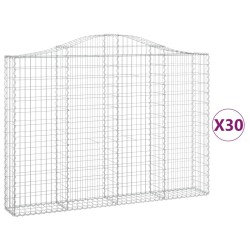 vidaXL Cestas gaviones 30 uds forma de arco hierro 200x30x140/160 cm
