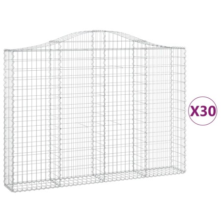 vidaXL Cestas gaviones 30 uds forma de arco hierro 200x30x140/160 cm