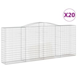 vidaXL Cestas de gaviones 20 uds forma de arco hierro 400x50x160/180cm
