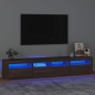 vidaXL Mueble de TV con luces LED marrón roble 210x35x40 cm vidaXL Mueble de TV con luces LED marrón roble 210x35x40 cm